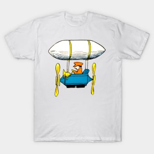 Flying in a balloon with two propellers T-Shirt